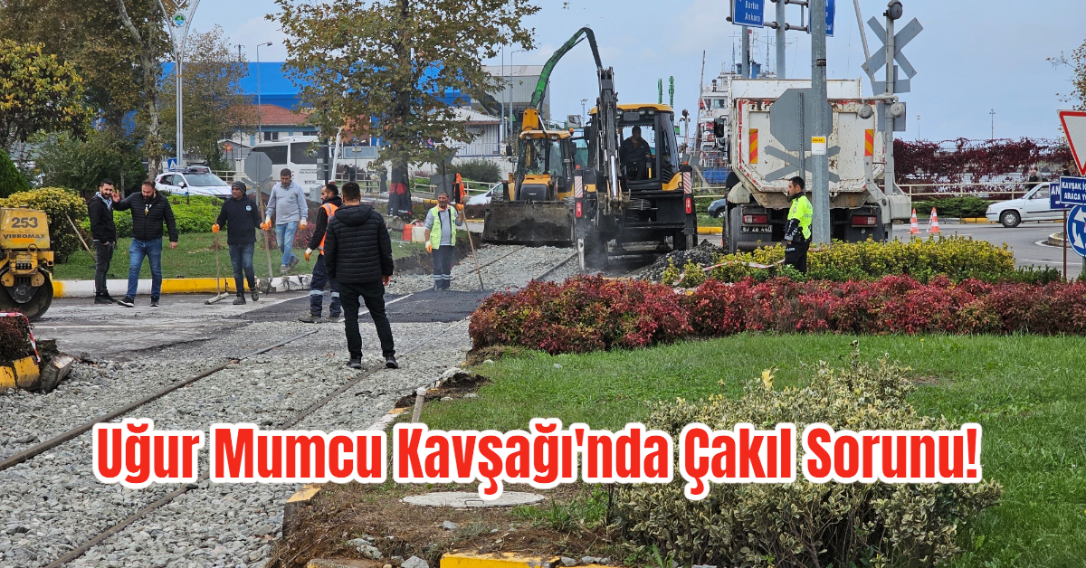 Zonguldak'ta Uğur Mumcu Kavşağı'nda Yaşanan Çakıl Sorunu Aşıldı! 