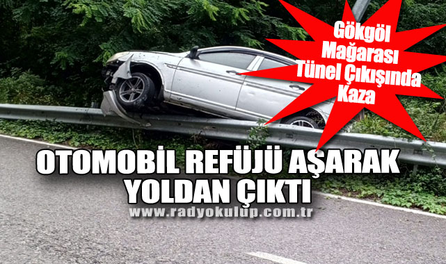 Gökgöl Mağarası Tünel Çıkışında Kaza: Otomobil Refüjü Aşarak Yoldan Çıktı​